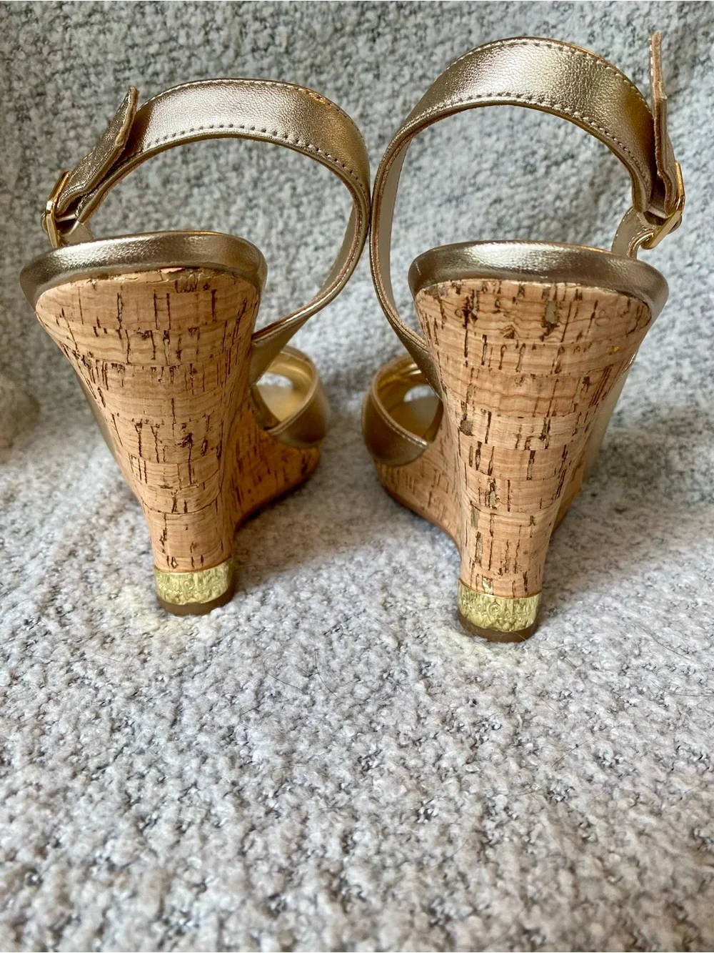 Lily Pulitzer Metallic Gold Wedge Slingback Heels - Women Shoes